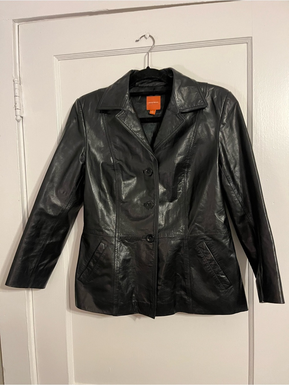 Black Leather Button-Up Jacket by Anonymous John Carlisle